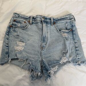 Abercrombie & Fitch Ripped Light Blue Jean Shorts